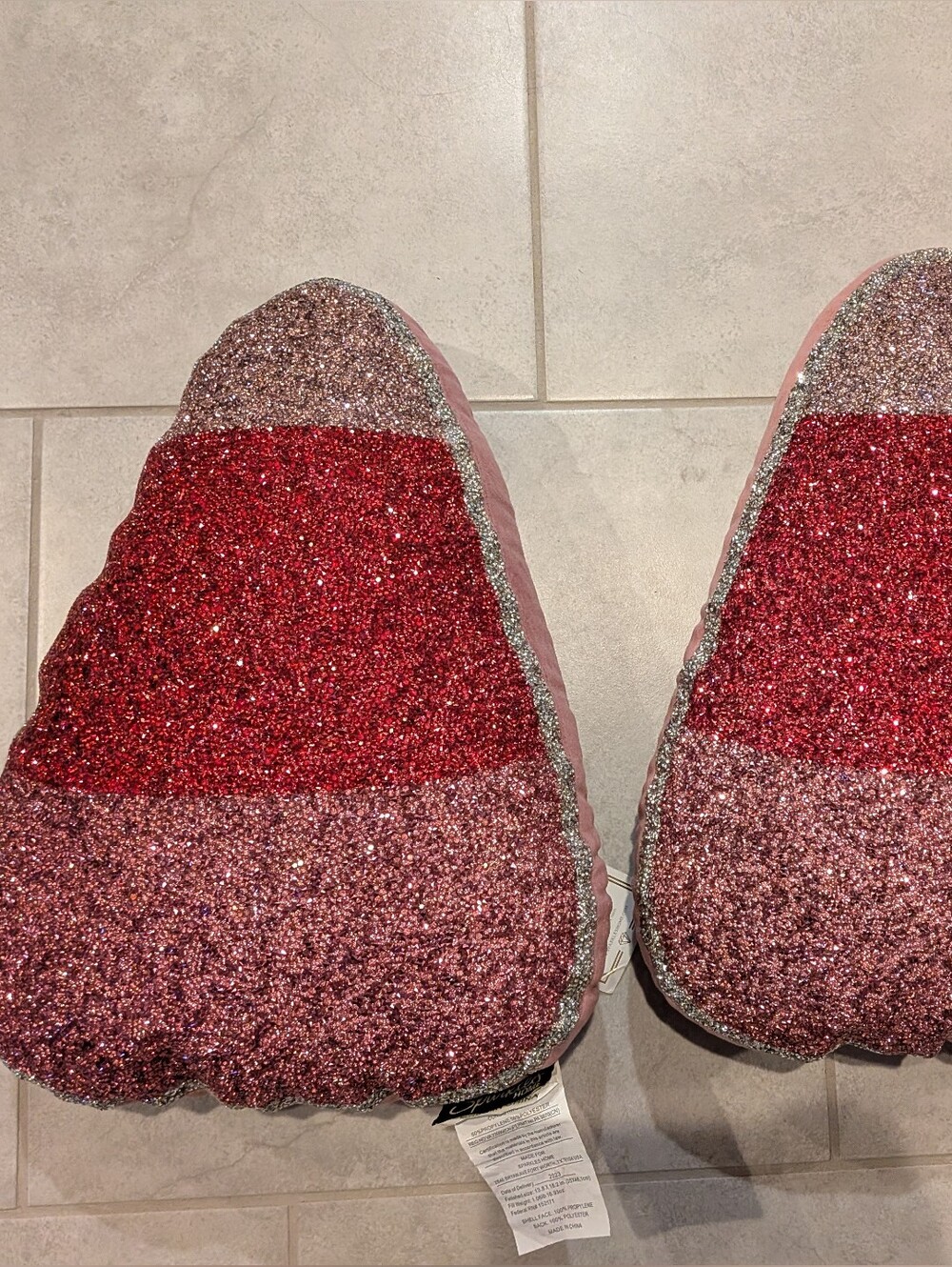 Halloween Candy Corn Pink Sparkly Pillow Bling Sparkles New Home Goods set of 2